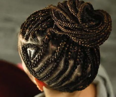 simple braid hairstyles - top knot